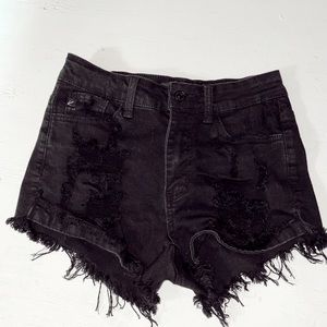 Women’s Jean tattered shorts black